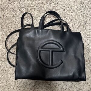 Telfar medium black shopping bag